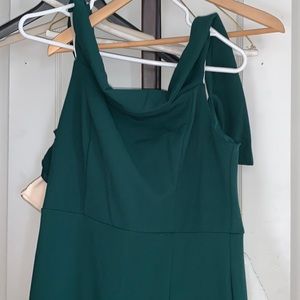 Green off the shoulder floor length LuLu’s dress